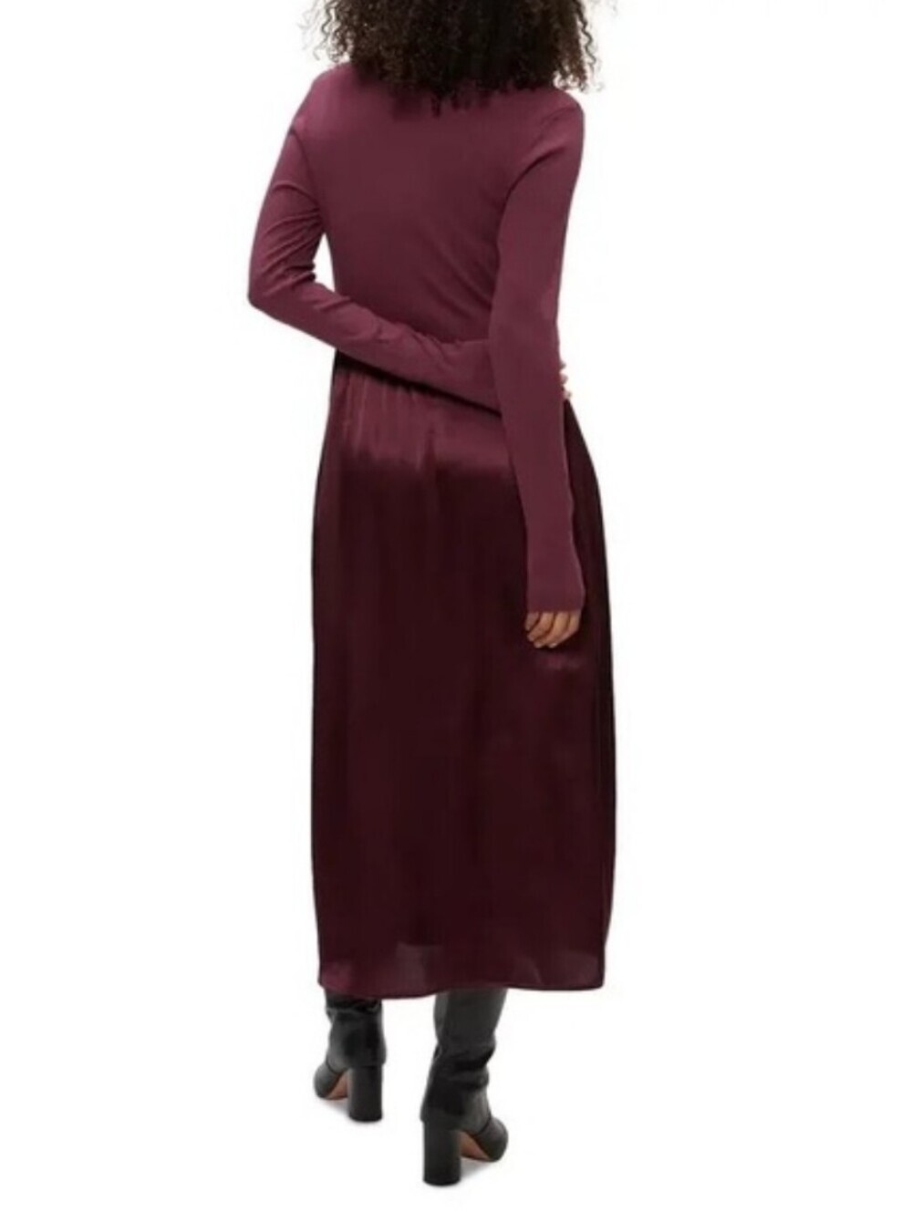 Michael Stars Sutton V-Neck Mixed Media Midi Dress Beetroot Medium NWT - Picture 4 of 9